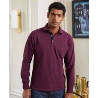 Savile Row Company London Men Classic Fit Cotton Pique Long Sleeve Polo Shirt in Burgundy | Size: 2X-large