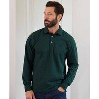 Savile Row Company London Men Classic Fit Cotton Pique Long Sleeve Polo Shirt in Dark Green | Size: 2X-large