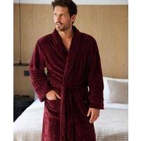 Savile Row Company London Men Supersoft Fleece Dressing Gown in Burgundy | Size: 2X-large