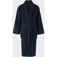 Savile Row Company London Men Super Soft Teddy Fleece Dressing Gown in Navy | Size: 2X-large
