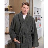 Savile Row Company London Men Super Soft Teddy Fleece Dressing Gown in Charcoal | Size: large