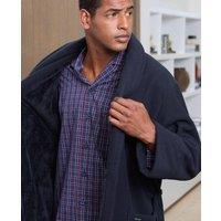 Savile Row Company London Men Super Soft Waffle Fleece Dressing Gown in Navy | Size: Small