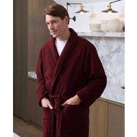 Savile Row Company London Men Super Soft Waffle Fleece Dressing Gown in Burgundy | Size: X-Large