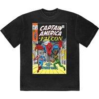 Marvel Captain America And Falcon Comic Cover T-Shirt in Black | Size: Small