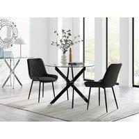 FurnitureboxUK Novara 100cm Round Black Leg Dining Table & 2 Pesaro Black Leg Chairs