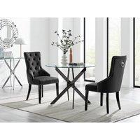 FurnitureboxUK Novara 100cm Round Black Leg Dining Table & 2 Belgravia Black Leg Chairs