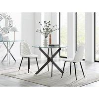 FurnitureboxUK Novara 100cm Round Black Leg Dining Table & 2 Corona Black Leg Chairs in White