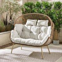 FurnitureboxUK Egg Outdoor Garden Double Chair in Light Brown