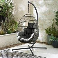 FurnitureboxUK Egg Outdoor Garden Hanging Chair in Grey