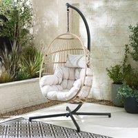 FurnitureboxUK Egg Outdoor Garden Hanging Chair in Light Brown