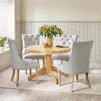 FurnitureboxUK Bude Round Wooden Dining Table and 4 Belgravia Chairs in Light Oak | Size: 4 Person