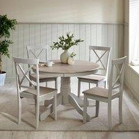 FurnitureboxUK Bude Round Wooden Dining Table & 4 Millford Chairs in Grey