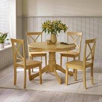 FurnitureboxUK Bude Round Wooden Dining Table & 4 Millford Chairs in Light Oak