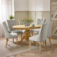 FurnitureboxUK Padstow Wooden Extending Dining Table and 6 Belgravia Chairs in Light Oak | Size: 6 Person