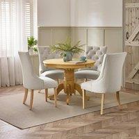 FurnitureboxUK Padstow Wooden Extending Dining Table and 4 Belgravia Chairs in Light Oak
