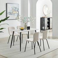 FurnitureboxUK Asti White Marble Ceramic Top Dining Table & 4 Cream Asti Chairs | Size: 4 Person