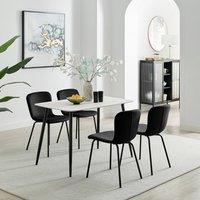 FurnitureboxUK Asti White Marble Ceramic Top Dining Table & 4 Cream Asti Chairs in Black | Size: 4 Person
