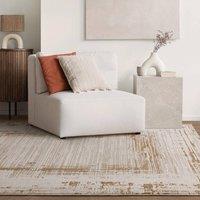 FurnitureboxUK Strata Gold & Cream Sketched Border Rug | Size: 200cm x 300cm