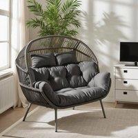 FurnitureboxUK Egg Grey Indoor / Outdoor Rattan Double Chair