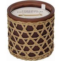 French Connection Woven Rattan Black Cherry & Cedarwood Candle Long-Lasting Luxury Gift in Brown | Size: Medium