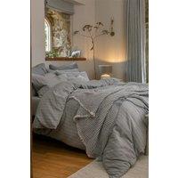 CHRISTY Flannel Stripe 100% Super Soft Brushed Cotton Duvet Sets in Grey | Size: Double
