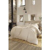 CHRISTY Flannel Stripe 100% Super Soft Brushed Cotton Duvet Sets in Beige | Size: Super King