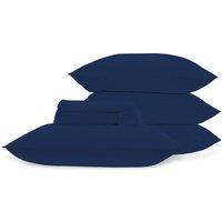 CHRISTY 400TC Luxury Cotton Sateen Plain Dye Full Sheet Bundle in Navy | Size: Super King