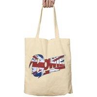 David Bowie Union Jack Logo Tote Bag in Beige