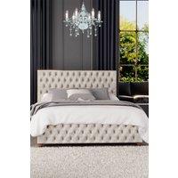 Laurence Llewelyn-Bowen Seren Ottoman Storage Bed in Mirazzi Velvet Fabric, Custom Made in Ivory | Size: Double