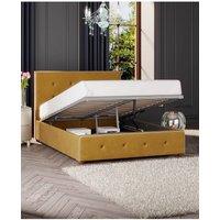 Laurence Llewelyn-Bowen Hesper Ottoman Storage Bed in Plush Velvet Fabric, Custom Made in Mustard | Size: Small Double