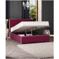 Laurence Llewelyn-Bowen Hesper Ottoman Storage Bed in Plush Velvet Fabric, Custom Made in Wine | Size: Super King