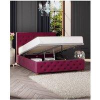 Laurence Llewelyn-Bowen Luna Ottoman Storage Bed in Plush Velvet Fabric, Custom Made in Wine | Size: Double