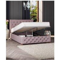 Laurence Llewelyn-Bowen Luna Ottoman Storage Bed in Plush Velvet Fabric, Custom Made in Rose | Size: Small Double