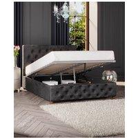 Laurence Llewelyn-Bowen Luna Ottoman Storage Bed in Mirazzi Velvet Fabric, Custom Made in Black | Size: Small Double