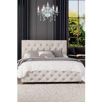 Laurence Llewelyn-Bowen Luna Ottoman Storage Bed in Mirazzi Velvet Fabric, Custom Made in Ivory | Size: Super King