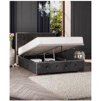 Laurence Llewelyn-Bowen Hesper Ottoman Storage Bed in Mirazzi Velvet Fabric, Custom Made in Black | Size: Super King