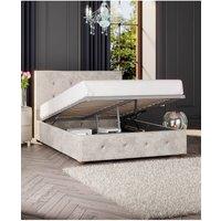 Laurence Llewelyn-Bowen Hesper Ottoman Storage Bed in Mirazzi Velvet Fabric, Custom Made in Ivory | Size: Double