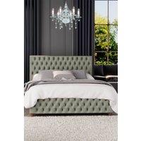 Laurence Llewelyn-Bowen Seren Ottoman Storage Bed in Plush Velvet Fabric, Custom Made in Duck Egg Blue | Size: Small Double
