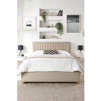 Catherine Lansfield Opulence Ottoman Storage Bed in Saxon Twill Fabric, Custom Made in Natural | Size: Super King