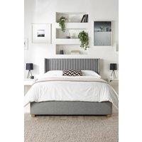 Catherine Lansfield Soho Ottoman Storage Wing Bed in Saxon Twill Fabric, Custom Made in Grey | Size: Super King