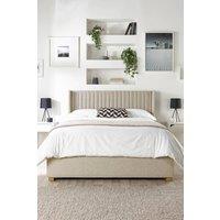 Catherine Lansfield Soho Ottoman Storage Wing Bed in Saxon Twill Fabric, Custom Made in Natural | Size: Super King