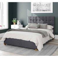 Aspire Sinatra Upholstered Ottoman Storage Bed, Plush Velvet Fabric in Grey | Size: King