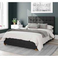 Aspire Sinatra Upholstered Ottoman Storage Bed, Malham Weave Fabric in Black | Size: Small Double