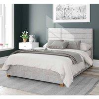 Aspire Kelly Upholstered Ottoman Storage Bed, Pure Pastel Cotton Fabric in Grey | Size: Double