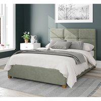 Aspire Caine Upholstered Ottoman Storage Bed, Plush Velvet Fabric in Duck Egg Blue | Size: Small Double