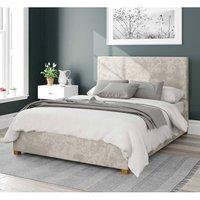 Aspire Garland Upholstered Ottoman Storage Bed, Mirazzi Velvet Fabric in Ivory | Size: Small Double