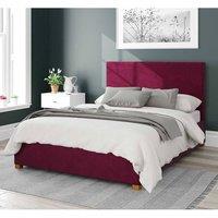 Aspire Garland Upholstered Ottoman Storage Bed, Plush Velvet Fabric in Wine | Size: Small Double