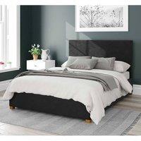 Aspire Garland Upholstered Ottoman Storage Bed, Plush Velvet Fabric in Black | Size: Super King