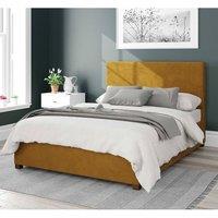Aspire Garland Upholstered Ottoman Storage Bed, Plush Velvet Fabric in Mustard | Size: Small Double