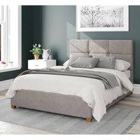 Aspire Caine Upholstered Ottoman Storage Bed, Plush Velvet Fabric in Silver | Size: Small Double